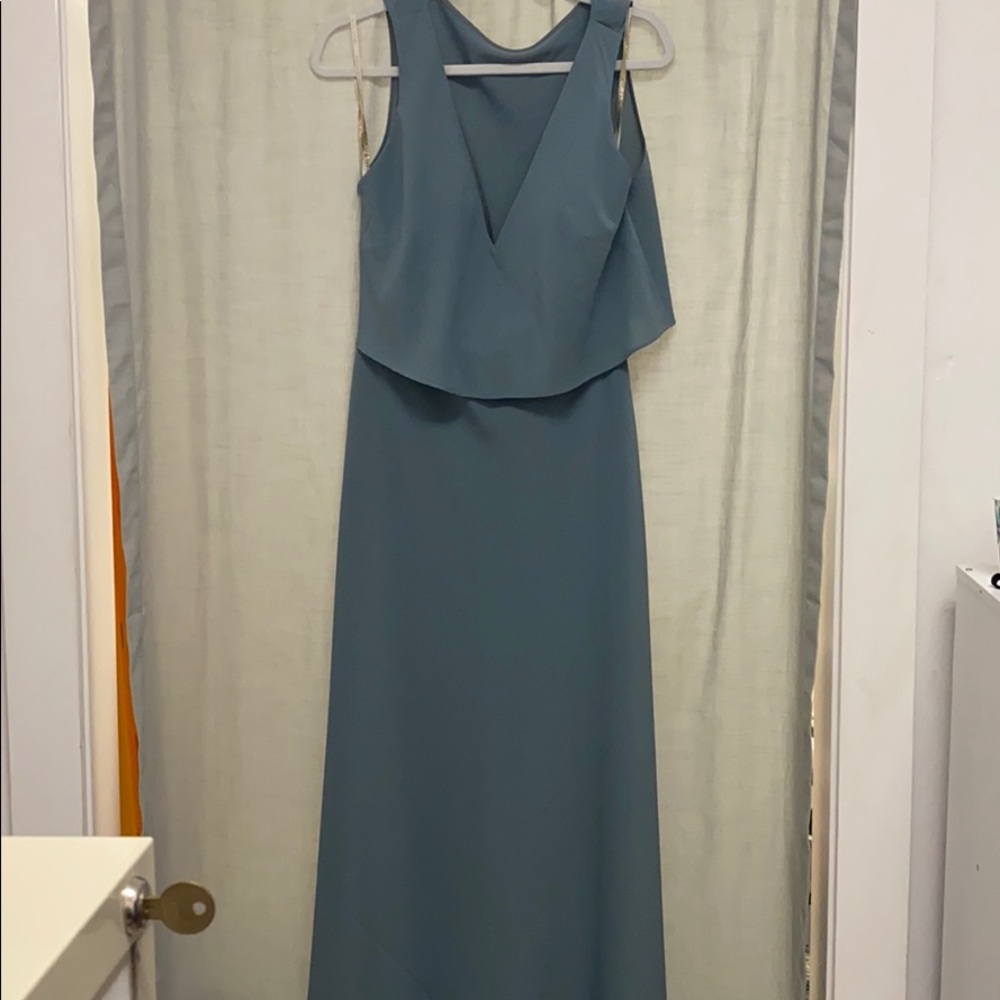 Jenny Yoo “Clermont” in Denmark Blue Crepe size 10